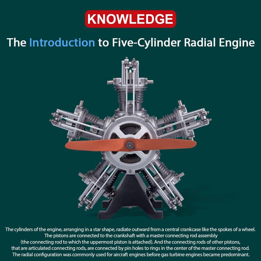 piston Buddy™ TECHING DIY 5 Cylinder Electric Mechanical Aircraft Radial Engine Model Kits