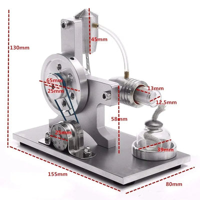 PISTON BUDDY Air Stirling Motor Power Generator Alpha Engine Model Educational Physics Experiment Kit (A)