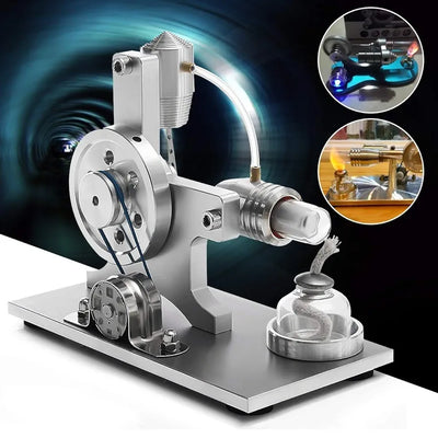 PISTON BUDDY Air Stirling Motor Power Generator Alpha Engine Model Educational Physics Experiment Kit (A)