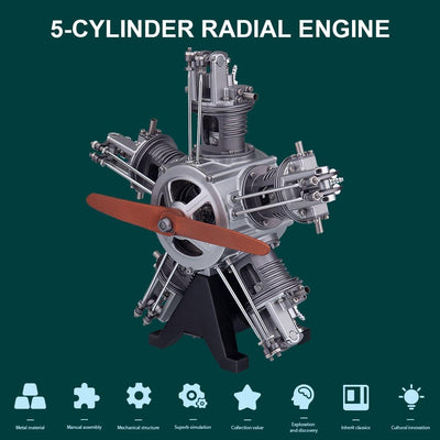piston Buddy™ TECHING DIY 5 Cylinder Electric Mechanical Aircraft Radial Engine Model Kits