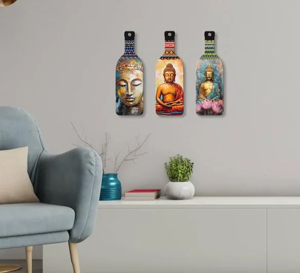 Artvibes Meditating Gautam Buddha Wooden Wall Hanging for Home Decor | Decoration Items for Livingroom | Art