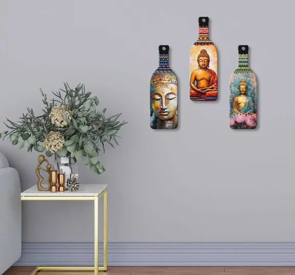 Artvibes Meditating Gautam Buddha Wooden Wall Hanging for Home Decor | Decoration Items for Livingroom | Art