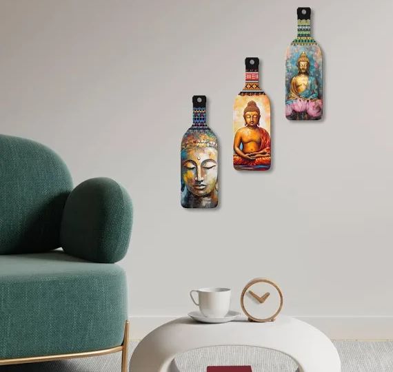 Artvibes Meditating Gautam Buddha Wooden Wall Hanging for Home Decor | Decoration Items for Livingroom | Art