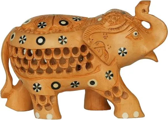 Handcrafted Wooden Elephant (3 Inches): Exquisite Decor for Your Home or Office