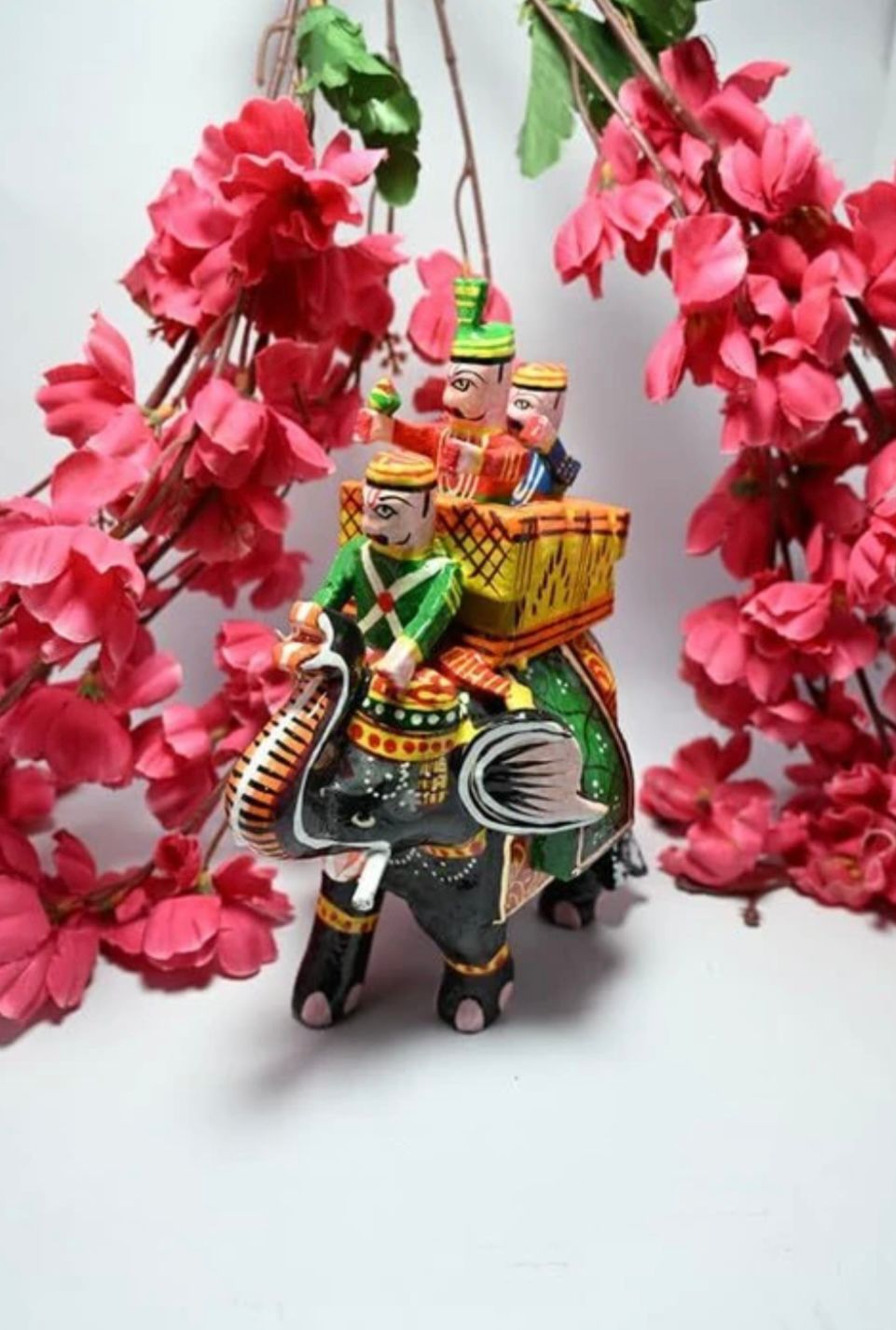 Wooden Elephant Maharaja Rajdhani Haathi Showpiece Figurine | Home Decor Decorative Showpiece - 10 cm (Wood, Multicolor)
