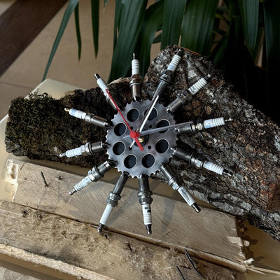 Piston Buddy Spark Plug Wall Clock | Real Car Engine Parts | Industrial Wall Decor