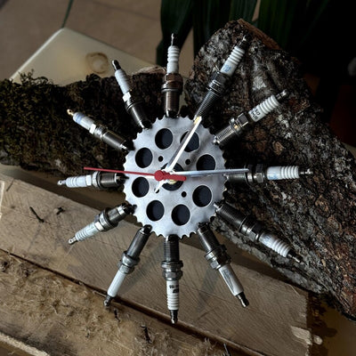 Piston Buddy Spark Plug Wall Clock | Real Car Engine Parts | Industrial Wall Decor